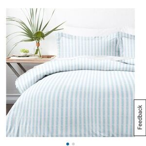 Hypoallergenic Blue and White Striped Duvet Cover and Pillow Sham set🦋 Brand New